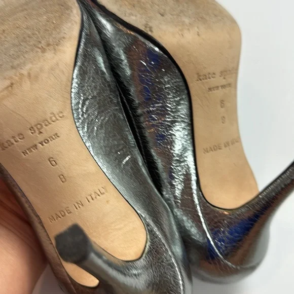 Kate Spade Italian Leather Silver Mary Janes - Picture 6 of 7
